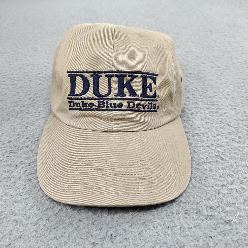 Vintage Duke Blue Devils Hat Cap Strap Back Mens One Size Khaki NCAA Basketball